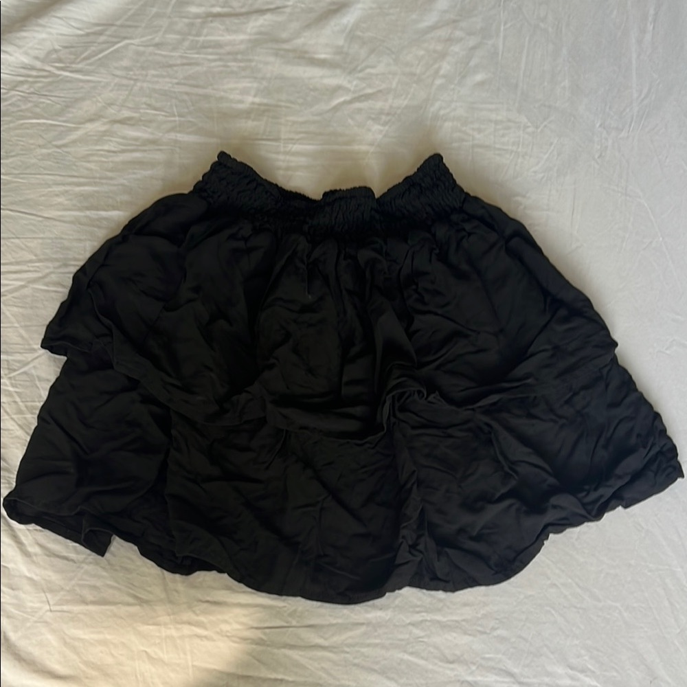 No Boundaries Black Bubble Mini Skirt Ruffled High-low